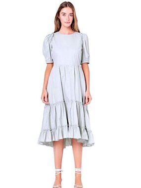 English Factory Celadon Ruffle Detail Midi Dress S